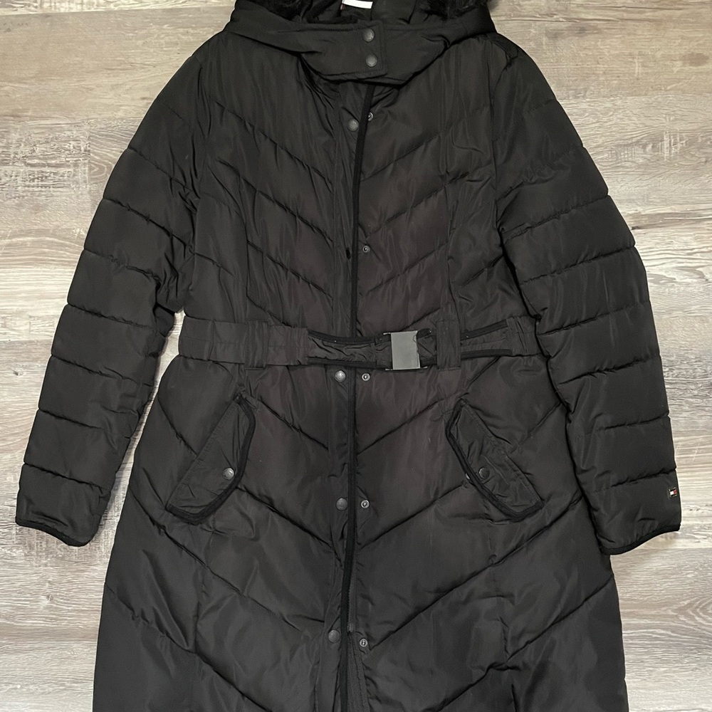 Women's Tommy Hilfiger Black Quilted Coat, size XL